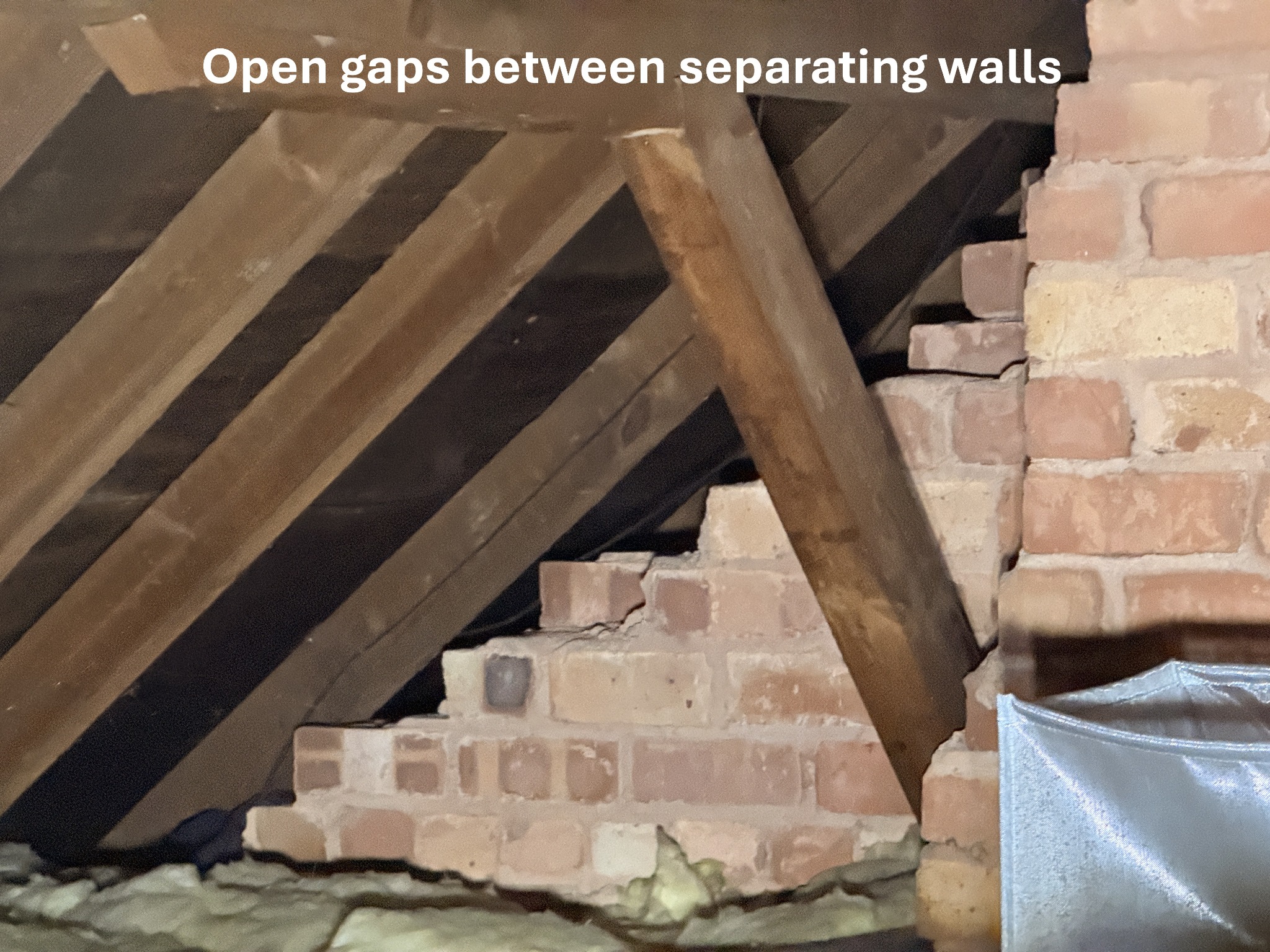 Open gaps between separating walls