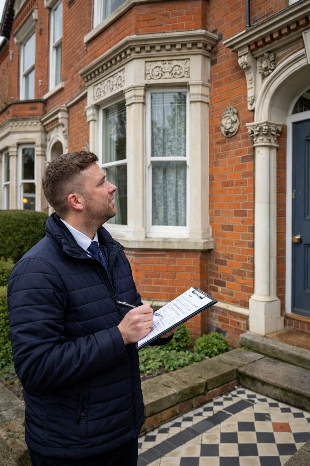 Surveyor carrying out a residential property inspection